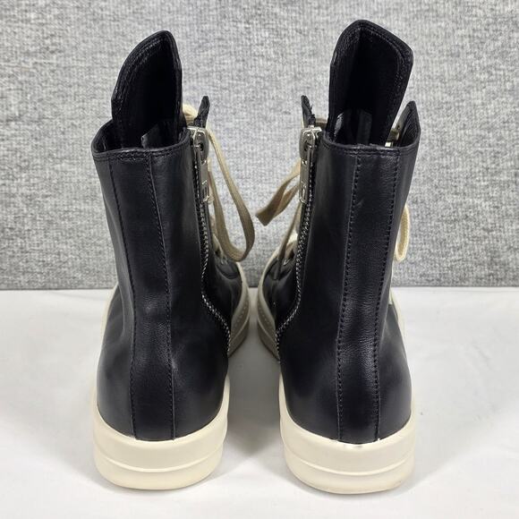 RICK OWENS DRKSHDW RAMONES BLACK LEATHER HIGH‑TOP SNEAKERS – SIZE 42 – SIDE ZIP main image 6